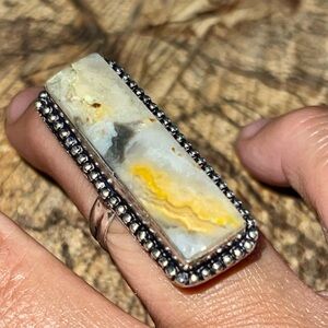 Crazy Lace Agate Ring Size 6 1/2